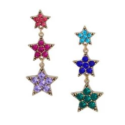 New โค๏ธ Betsey-Johnson Betsey Johnson Mismatched Rainbow Stars Drop Earrings ๐งจ