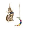 Outlet ✨ Betsey-Johnson Betsey Johnson Mismatched Cat & Moon Gold-Tone Drop Earrings 💯